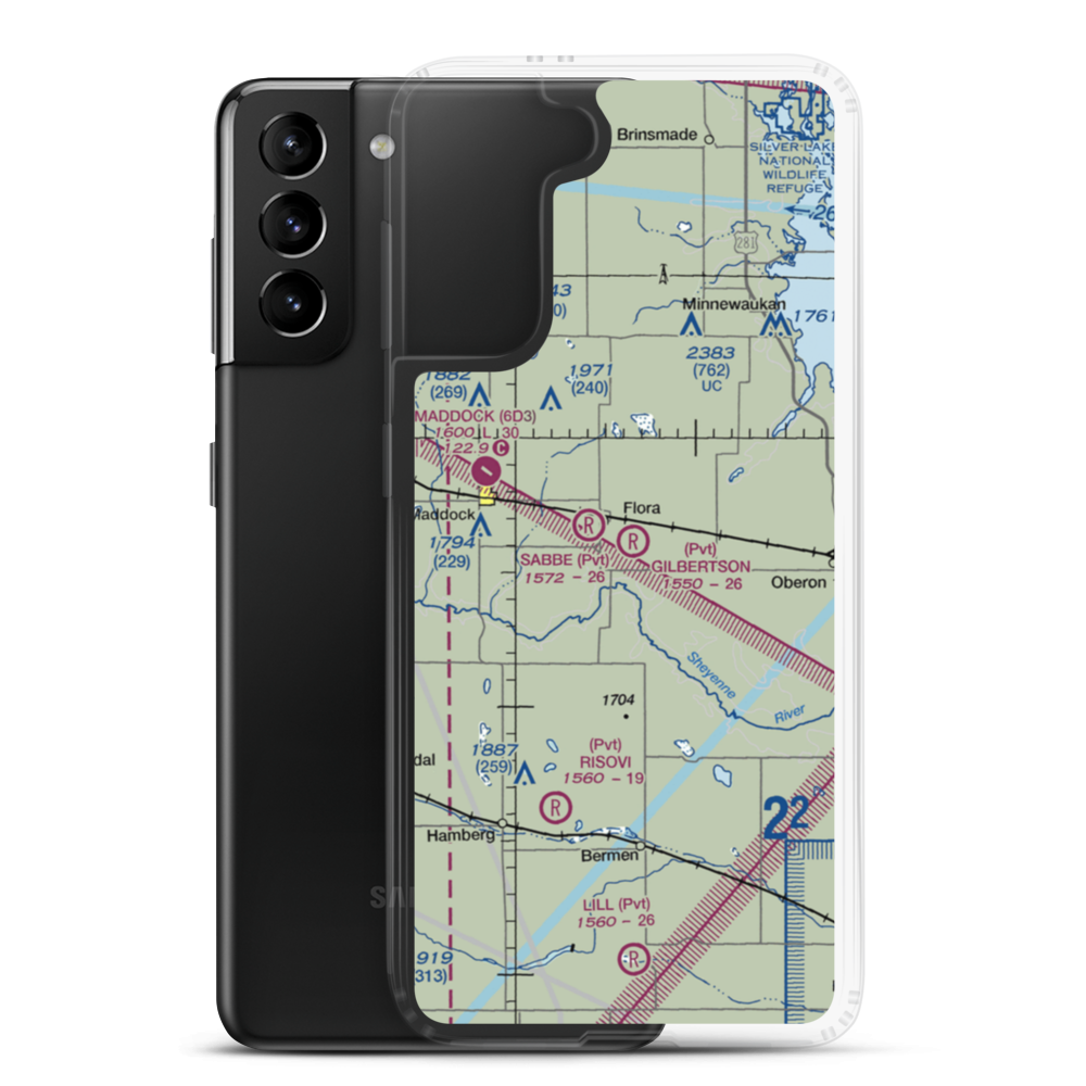 Gilbertson Field (0ND0) VFR Sectional Samsung Case Samsung Galaxy S21 Plus model shown