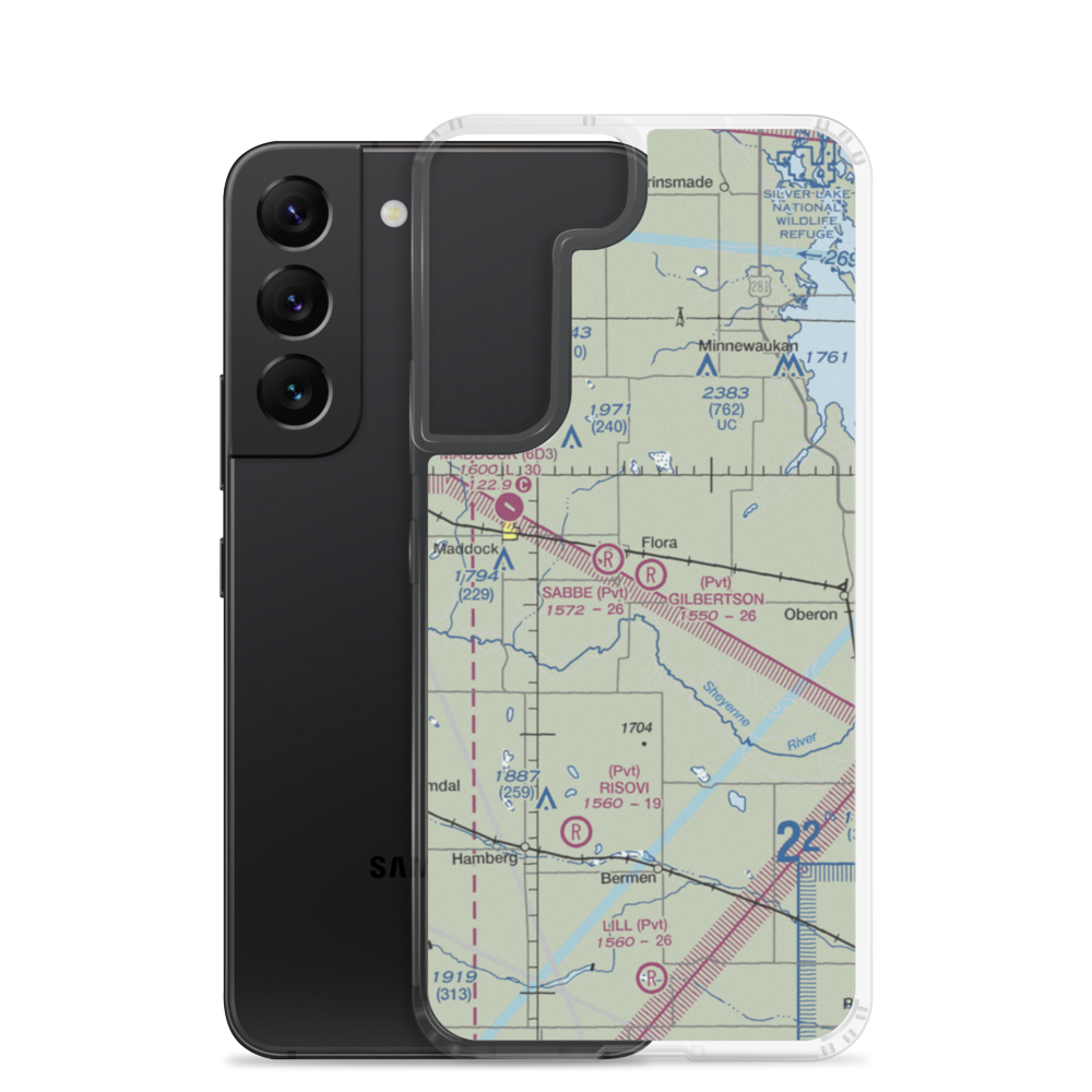 Gilbertson Field (0ND0) VFR Sectional Samsung Case Samsung Galaxy S22 model shown
