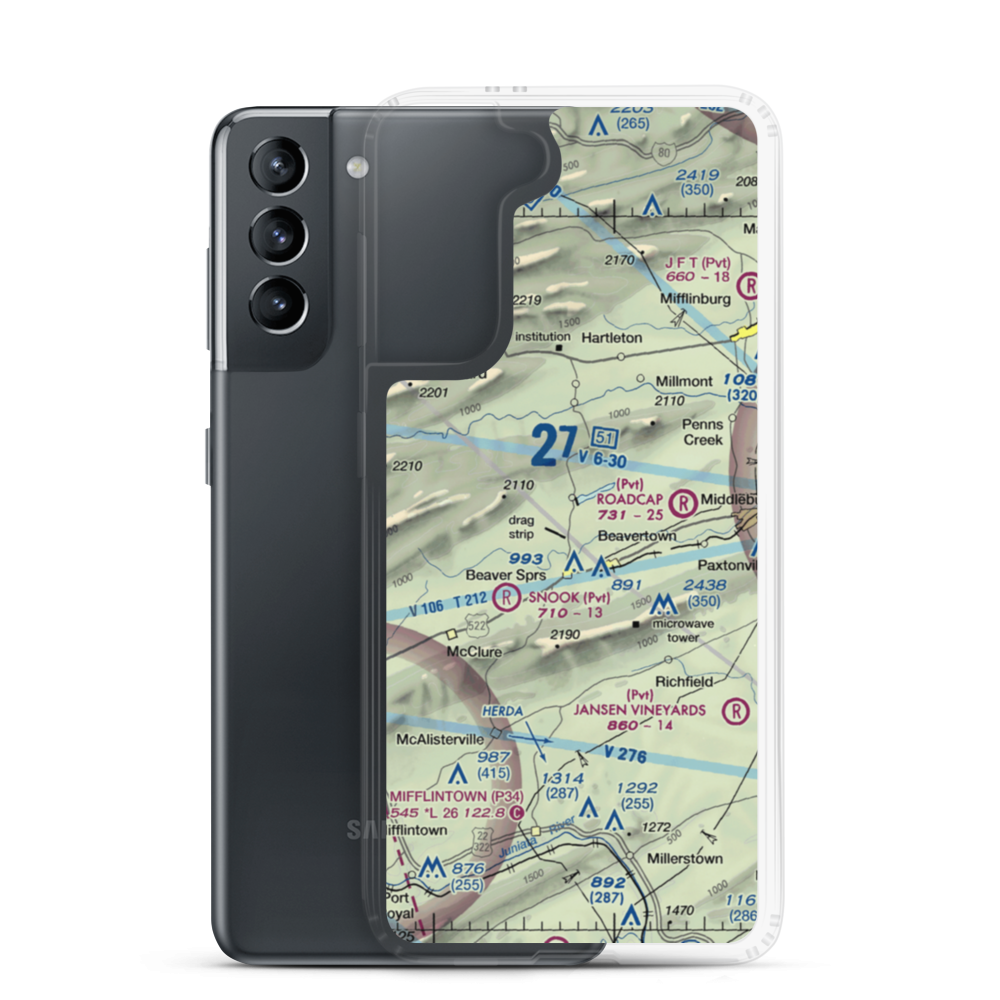 Gilfert Airport (77PN) VFR Sectional Samsung Case Samsung Galaxy S21 model shown