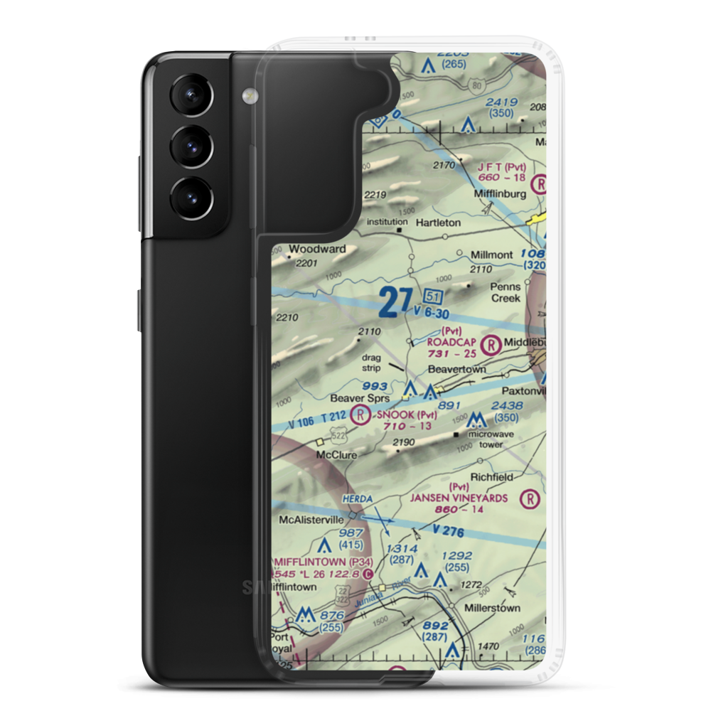 Gilfert Airport (77PN) VFR Sectional Samsung Case Samsung Galaxy S21 Plus model shown