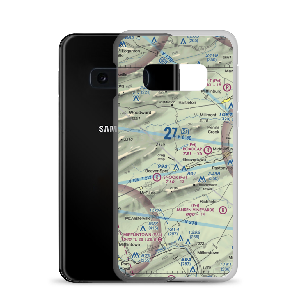 Gilfert Airport (77PN) VFR Sectional Samsung Case Samsung Galaxy S10e model shown