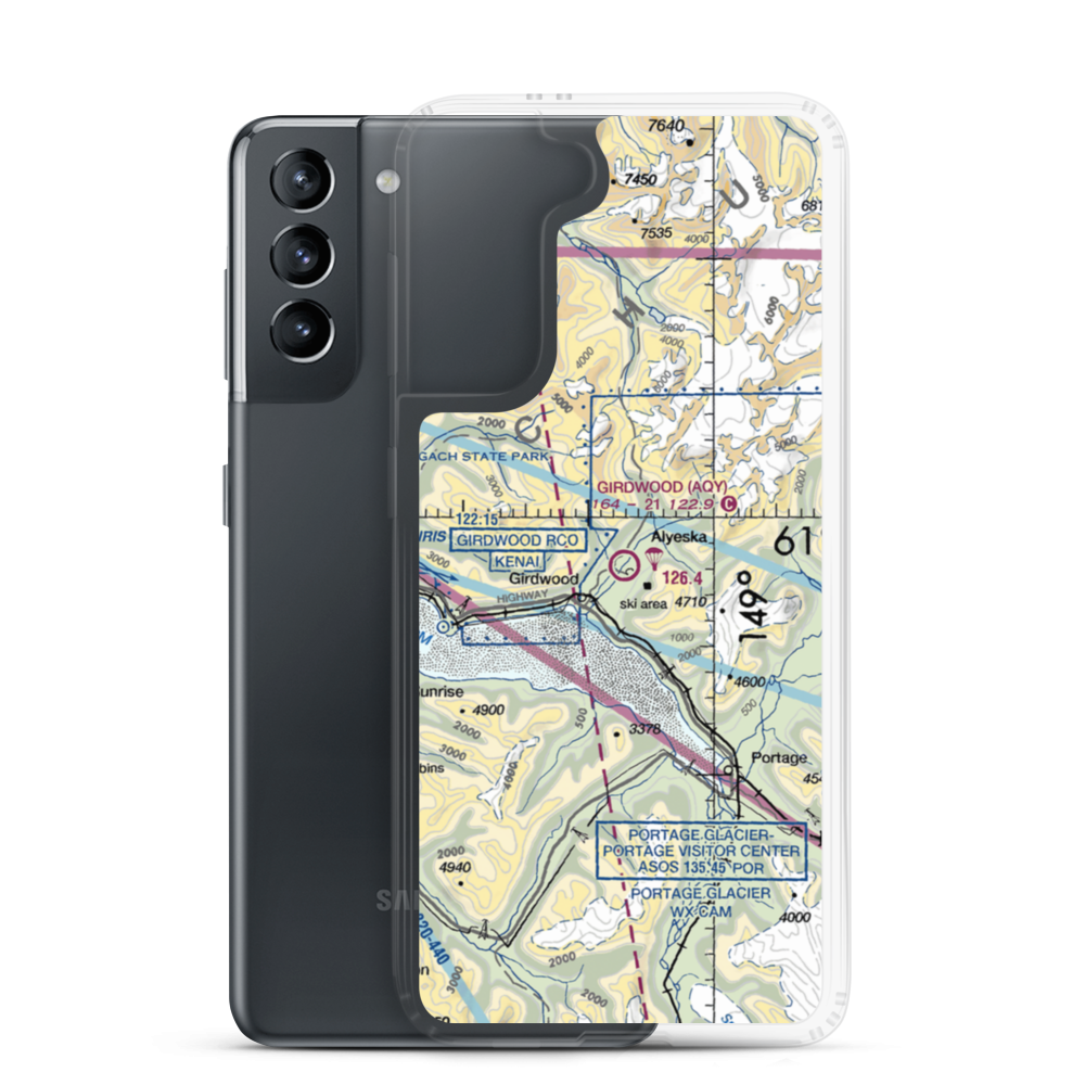 Girdwood Airport (AQY) VFR Sectional Samsung Case Samsung Galaxy S21 model shown