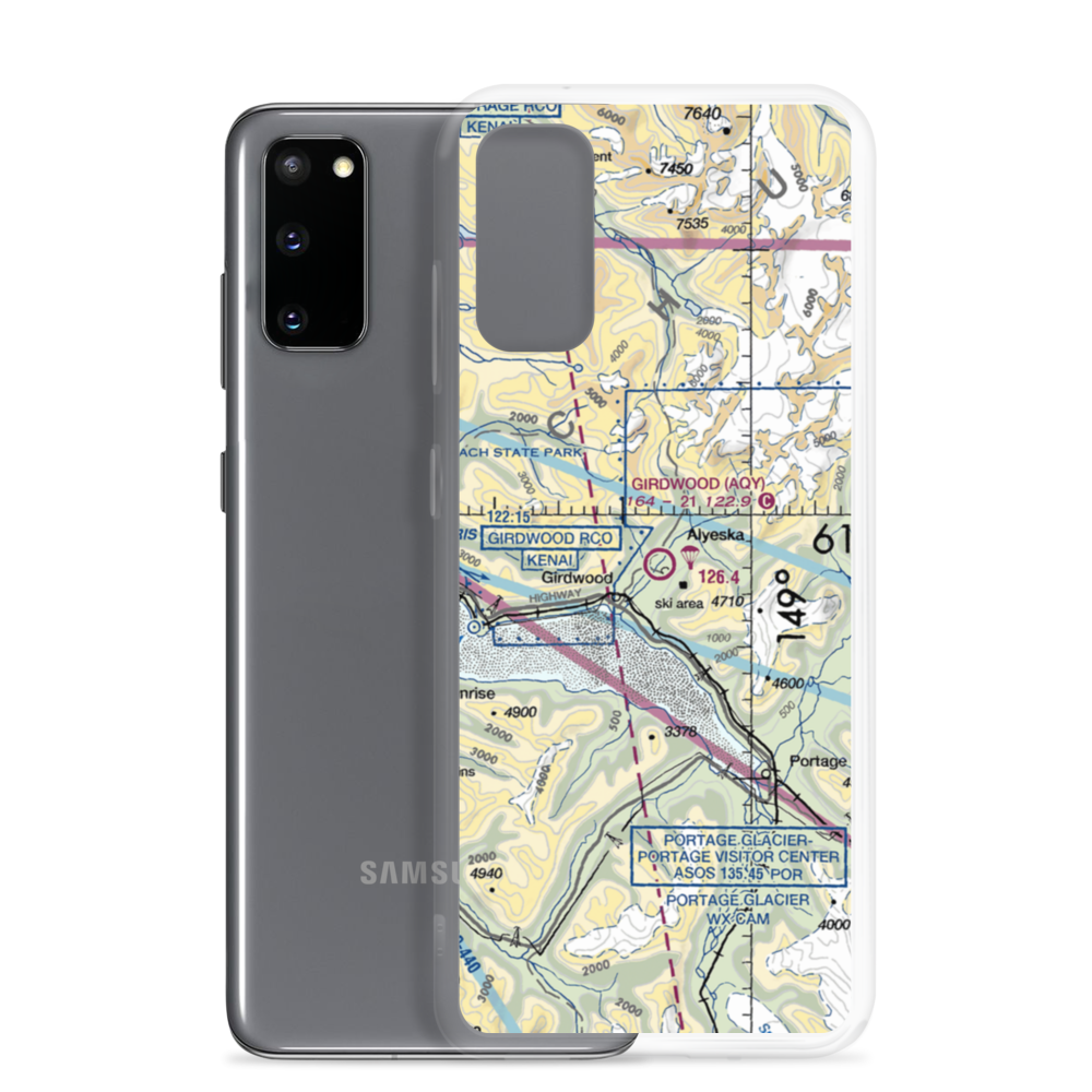 Girdwood Airport (AQY) VFR Sectional Samsung Case Samsung Galaxy S20 model shown
