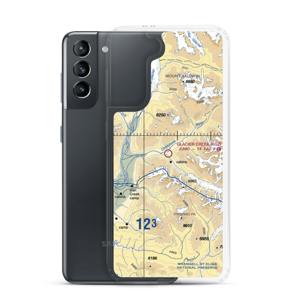 Glacier Creek Airport (KGZ) VFR Sectional Samsung Case Samsung Galaxy S21 model shown