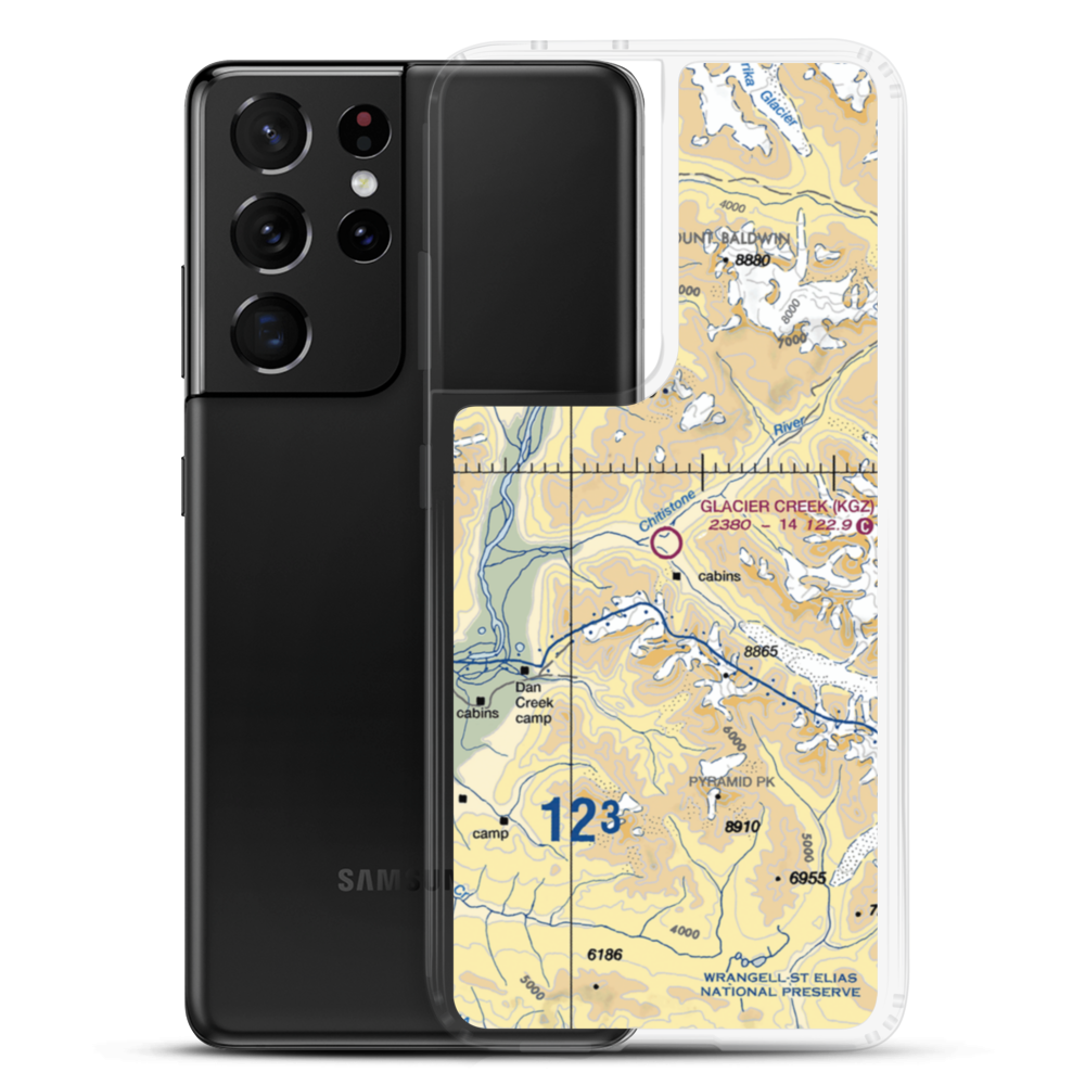 Glacier Creek Airport (KGZ) VFR Sectional Samsung Case Samsung Galaxy S21 Ultra model shown