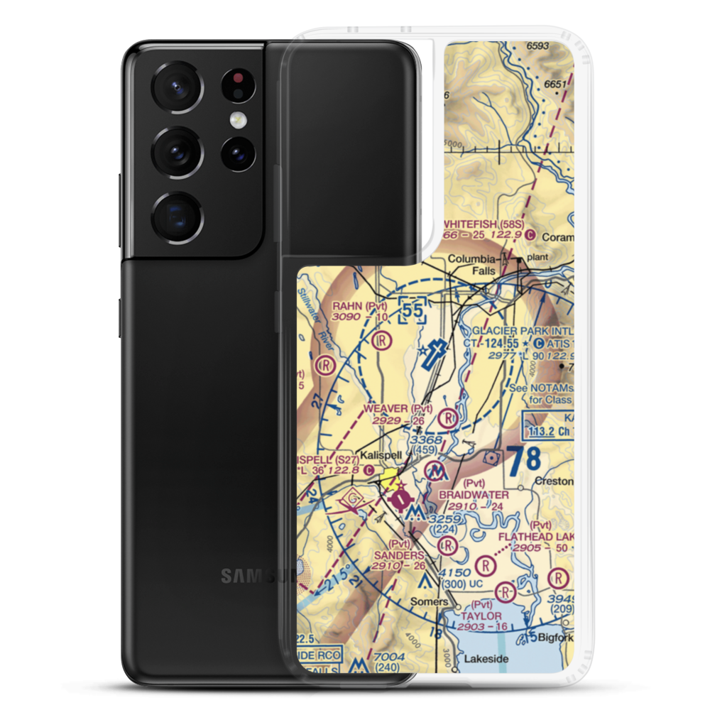 Glacier Park International Airport (GPI) VFR Sectional Samsung Case Samsung Galaxy S21 Ultra model shown
