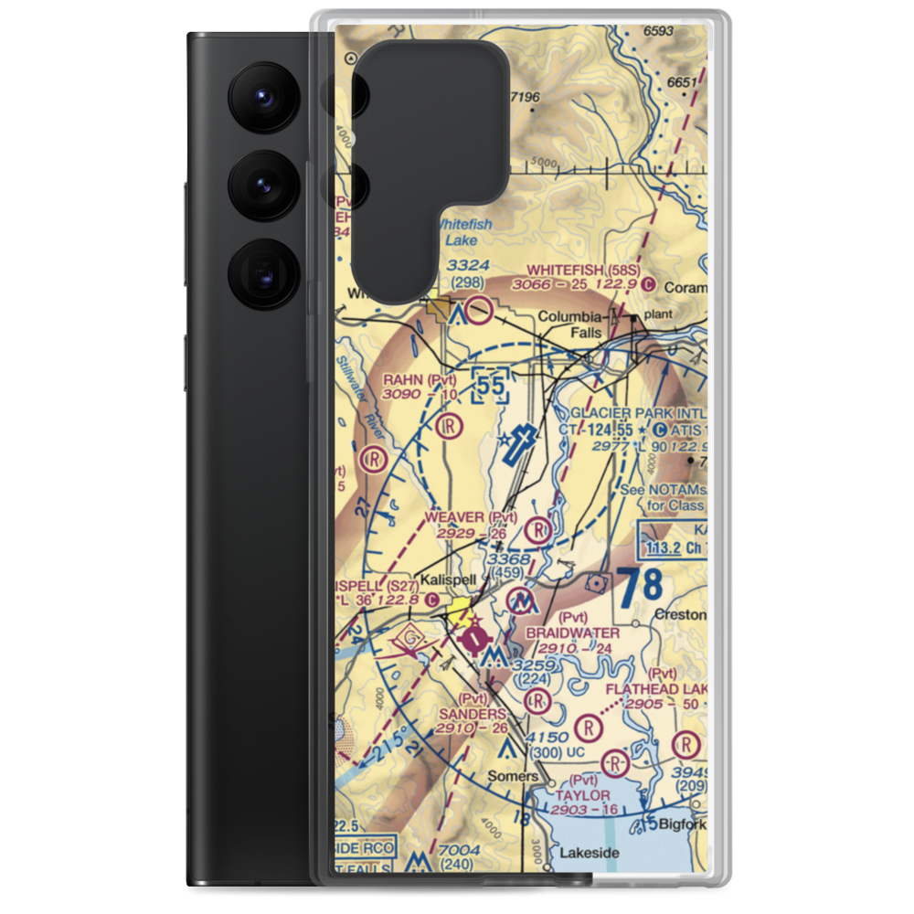 Glacier Park International Airport (GPI) VFR Sectional Samsung Case Samsung Galaxy S22 Ultra model shown