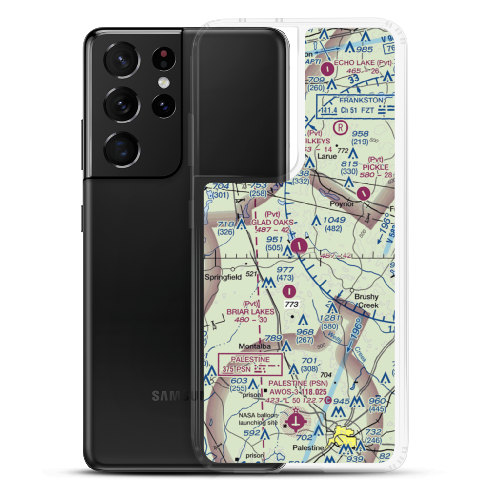 Glad Oaks Airport (2XS3) VFR Sectional Samsung Case Samsung Galaxy S21 Ultra model shown