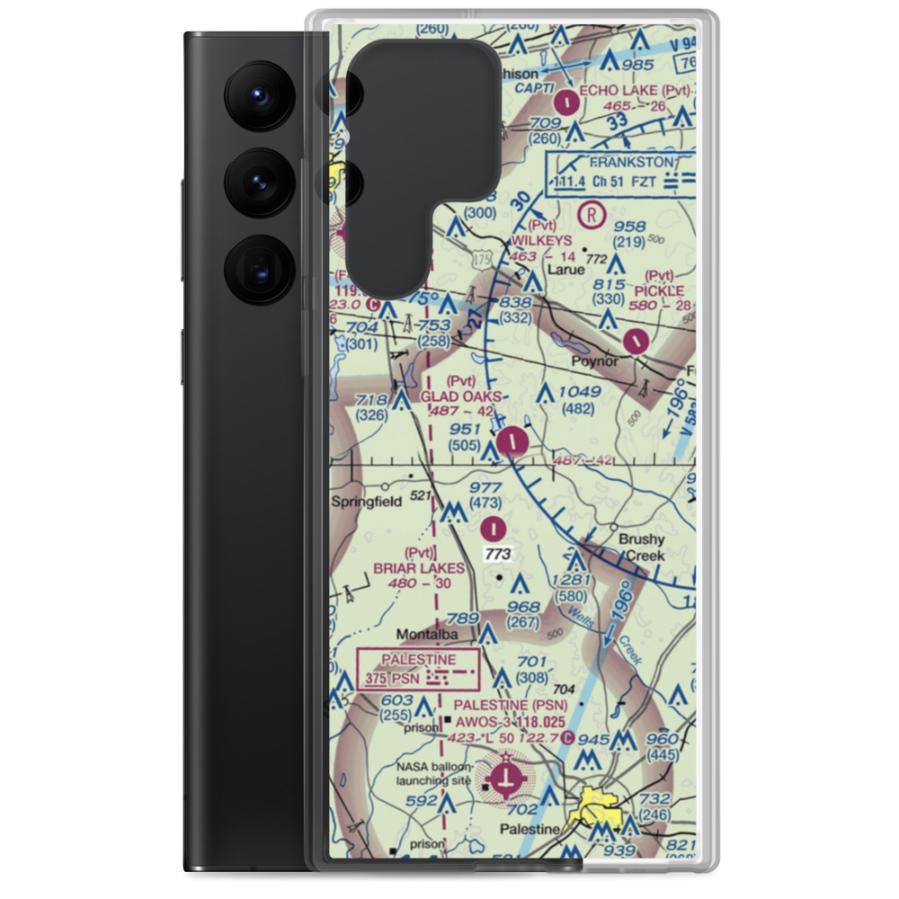 Glad Oaks Airport (2XS3) VFR Sectional Samsung Case Samsung Galaxy S22 Ultra model shown
