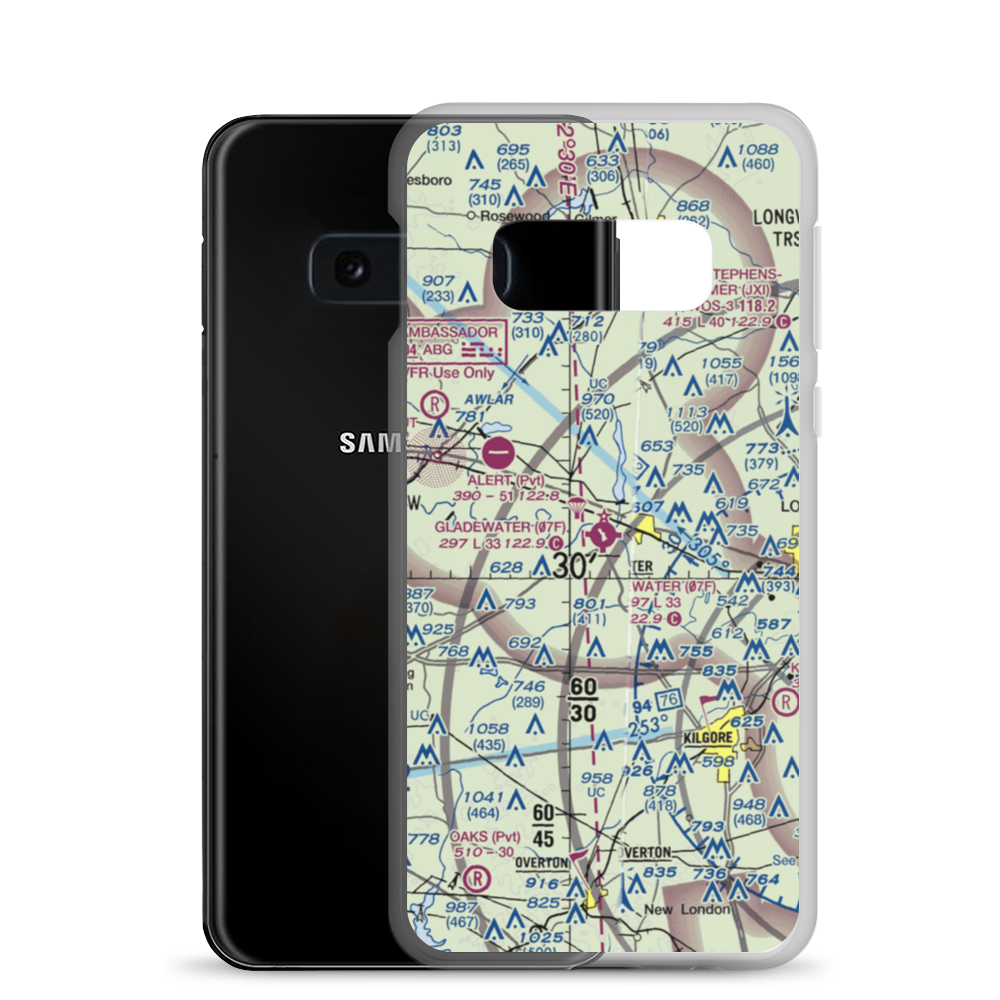 Gladewater Municipal Airport (07F) VFR Sectional Samsung Case Samsung Galaxy S10e model shown