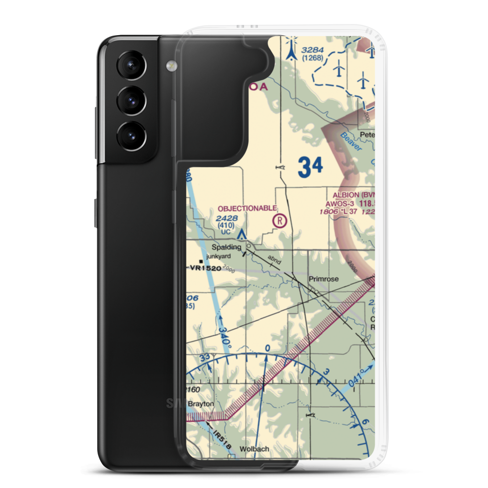 Glaser Airport (NE85) VFR Sectional Samsung Case Samsung Galaxy S21 Plus model shown