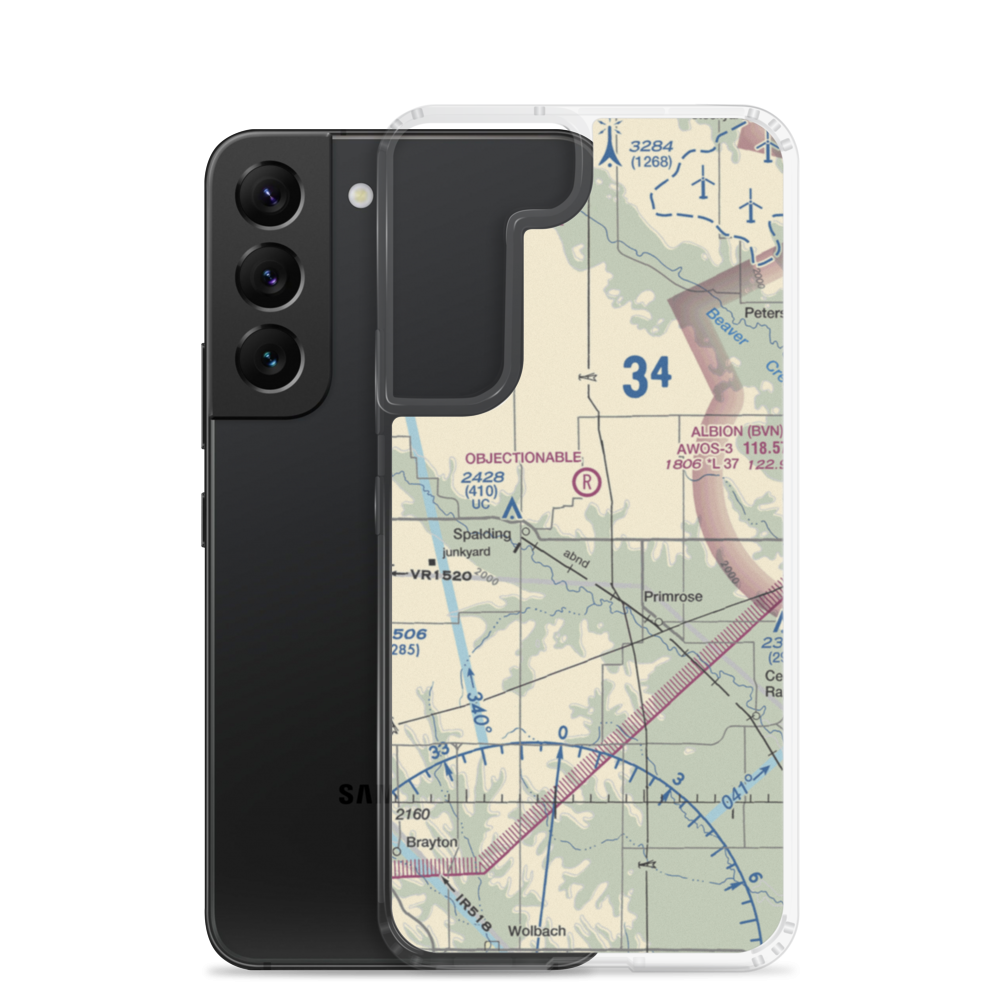 Glaser Airport (NE85) VFR Sectional Samsung Case Samsung Galaxy S22 model shown