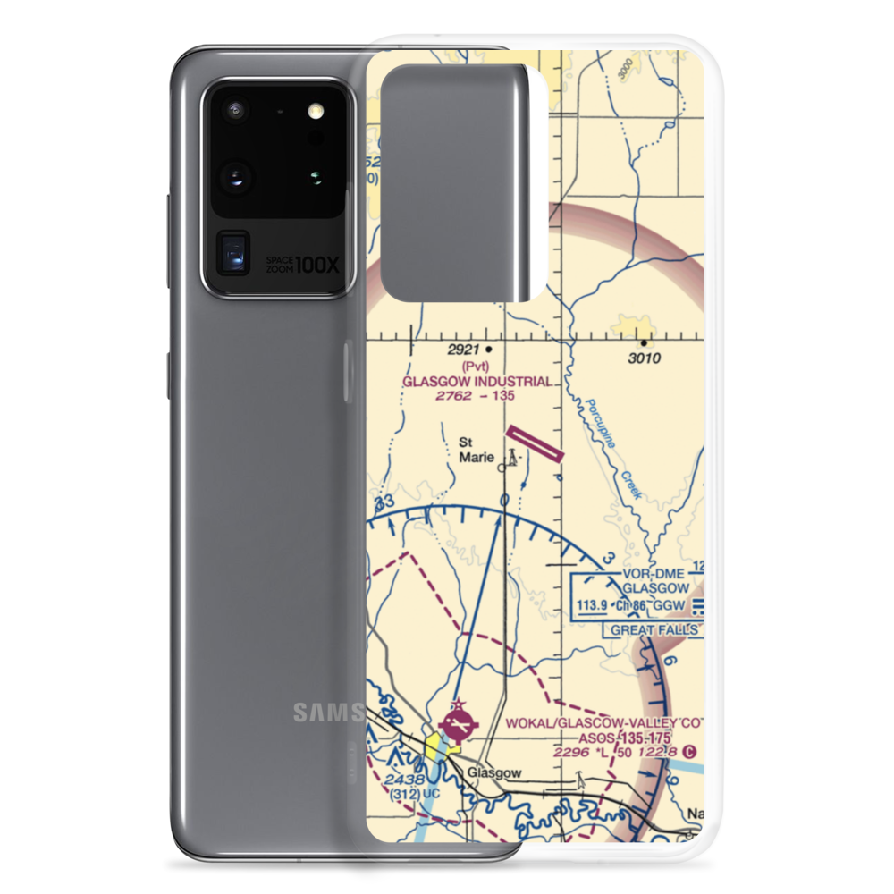 Glasgow Industrial Airport (07MT) VFR Sectional Samsung Case Samsung Galaxy S20 Ultra model shown