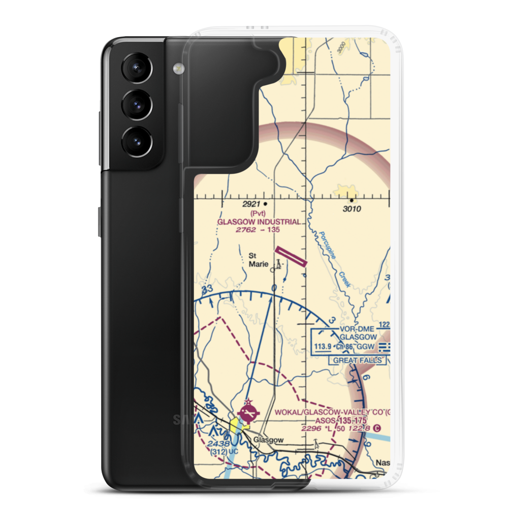 Glasgow Industrial Airport (07MT) VFR Sectional Samsung Case Samsung Galaxy S21 Plus model shown