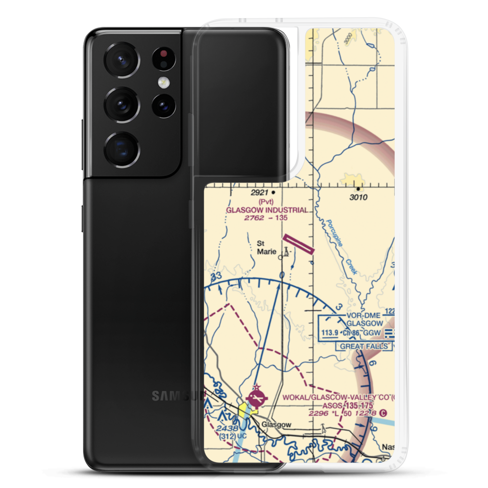 Glasgow Industrial Airport (07MT) VFR Sectional Samsung Case Samsung Galaxy S21 Ultra model shown