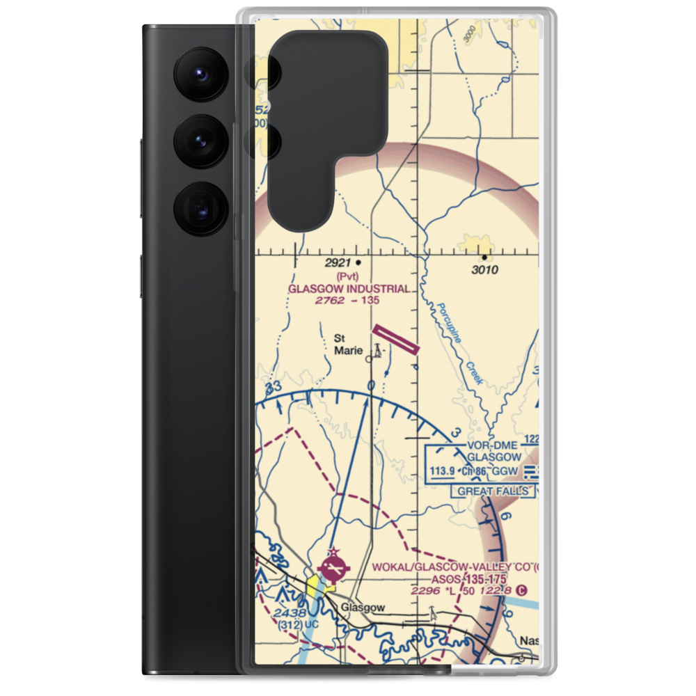 Glasgow Industrial Airport (07MT) VFR Sectional Samsung Case Samsung Galaxy S22 Ultra model shown
