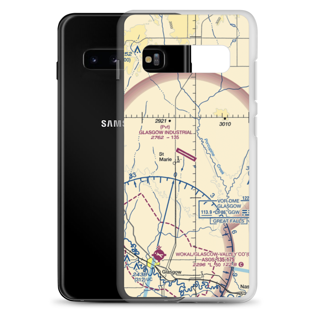 Glasgow Industrial Airport (07MT) VFR Sectional Samsung Case Samsung Galaxy S10+ model shown