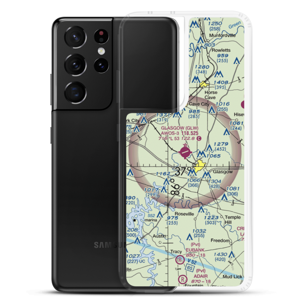 Glasgow Municipal Airport (GLW) VFR Sectional Samsung Case Samsung Galaxy S21 Ultra model shown