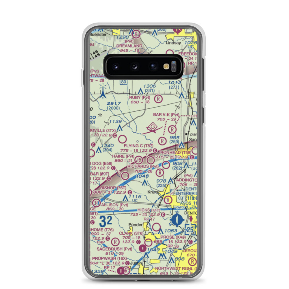 Glass Airport (TS74) VFR Sectional Samsung Case Samsung Galaxy S10 model shown