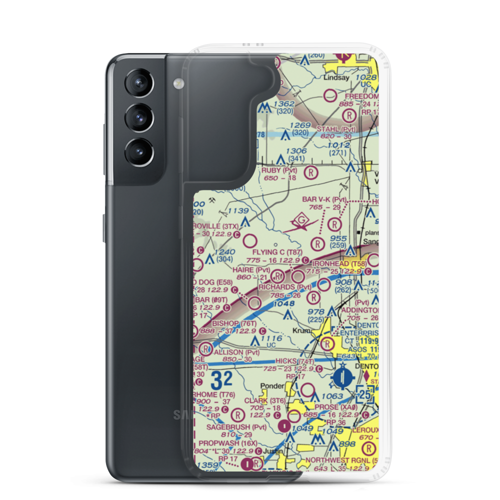 Glass Airport (TS74) VFR Sectional Samsung Case Samsung Galaxy S21 model shown