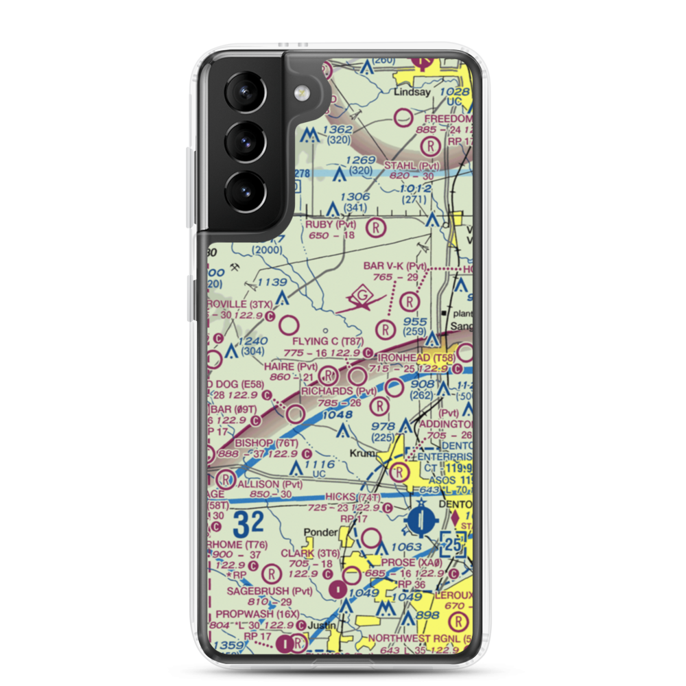 Glass Airport (TS74) VFR Sectional Samsung Case Samsung Galaxy S21 Plus model shown