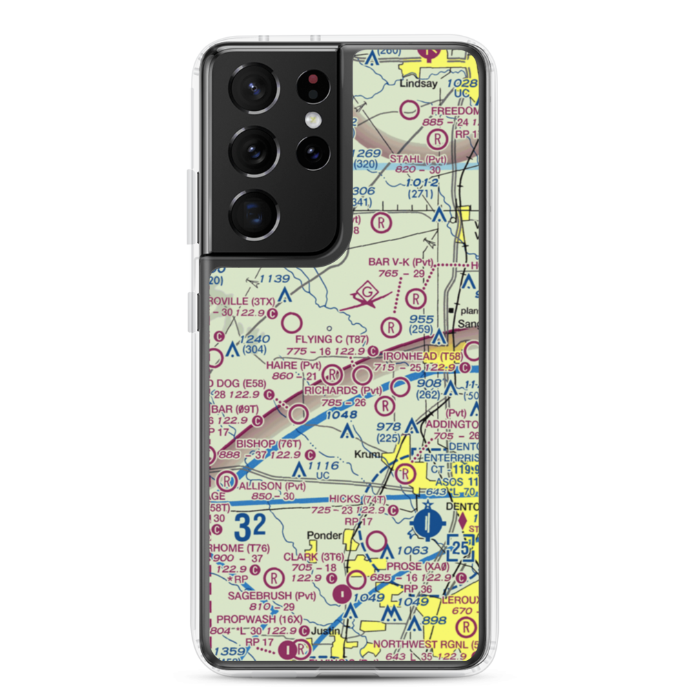 Glass Airport (TS74) VFR Sectional Samsung Case Samsung Galaxy S21 Ultra model shown