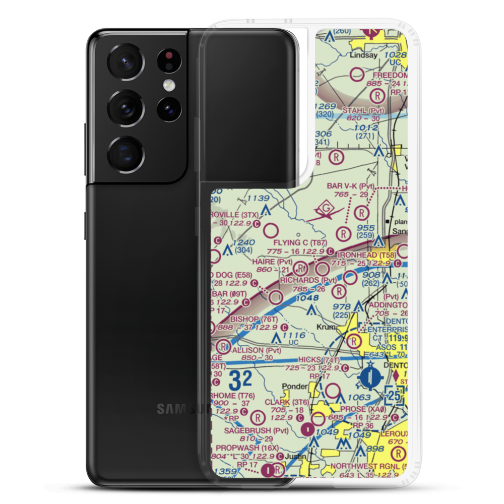 Glass Airport (TS74) VFR Sectional Samsung Case Samsung Galaxy S21 Ultra model shown