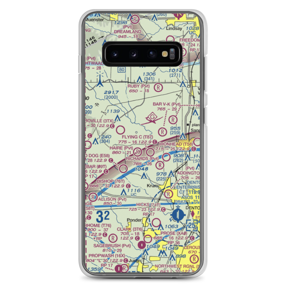 Glass Airport (TS74) VFR Sectional Samsung Case Samsung Galaxy S10+ model shown