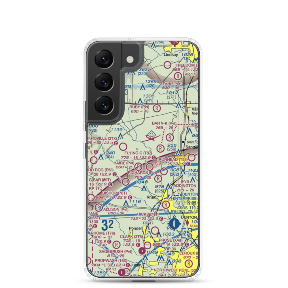 Glass Airport (TS74) VFR Sectional Samsung Case Samsung Galaxy S22 model shown
