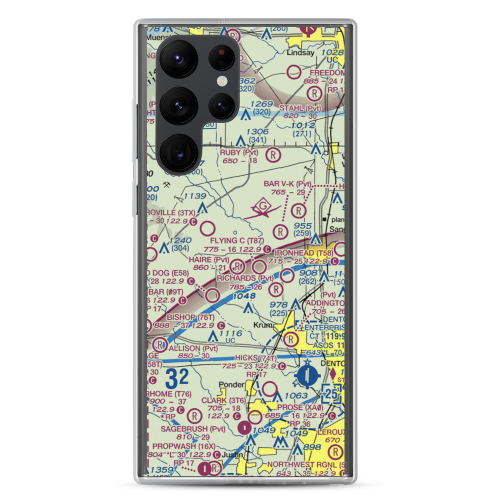 Glass Airport (TS74) VFR Sectional Samsung Case Samsung Galaxy S22 Ultra model shown