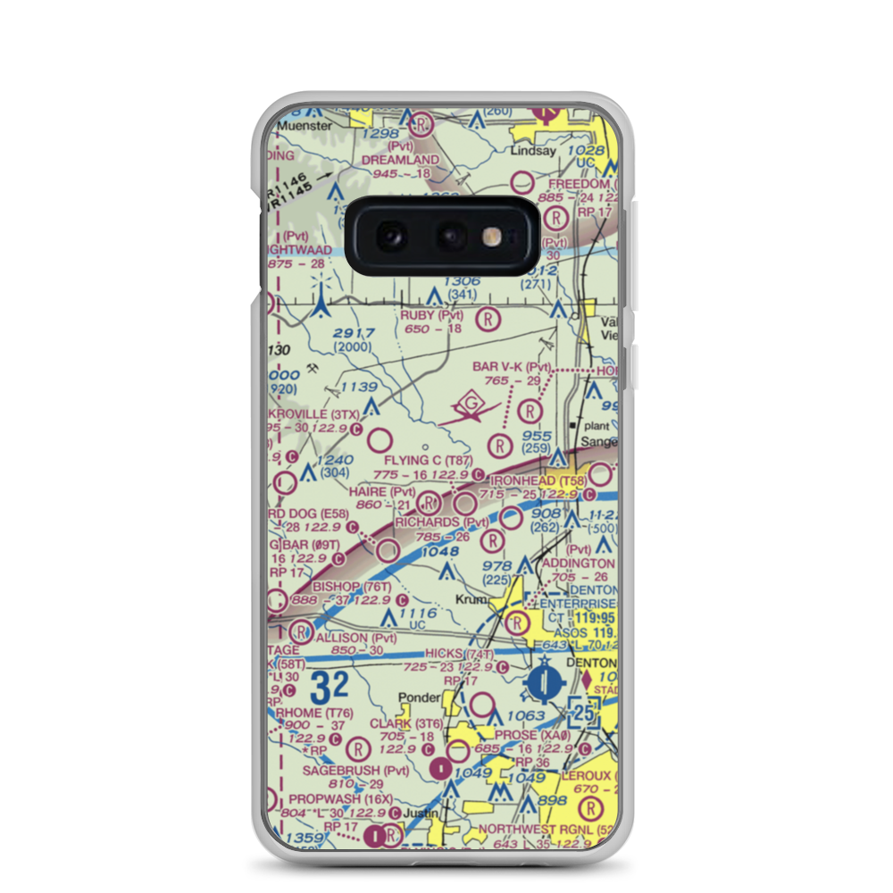 Glass Airport (TS74) VFR Sectional Samsung Case Samsung Galaxy S10e model shown