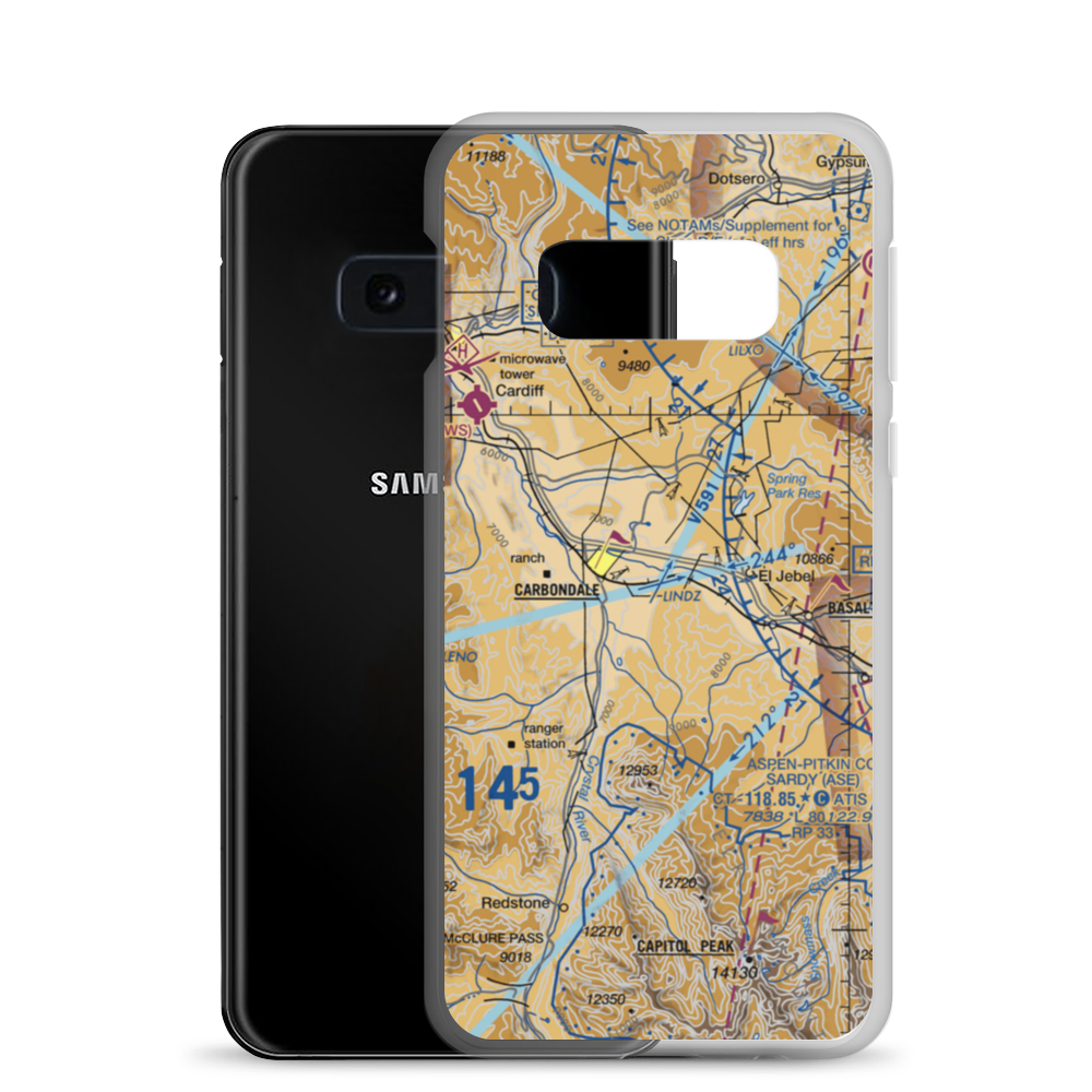 Glen-Aspen Airport (4CO0) VFR Sectional Samsung Case Samsung Galaxy S10e model shown