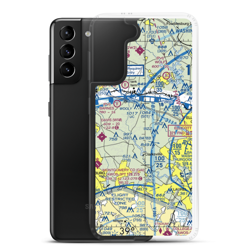 Glenair Airport (MD46) VFR Sectional Samsung Case Samsung Galaxy S21 Plus model shown