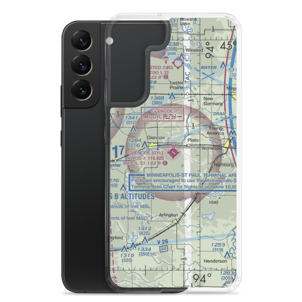 Glencoe Municipal Airport (GYL) VFR Sectional Samsung Case Samsung Galaxy S22 Plus model shown