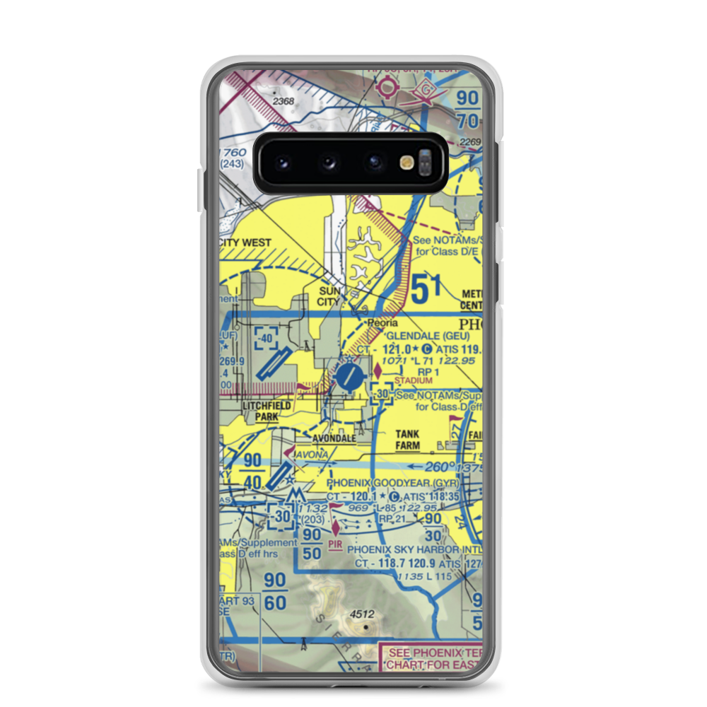 Glendale Municipal Airport (GEU) VFR Sectional Samsung Case Samsung Galaxy S10 model shown