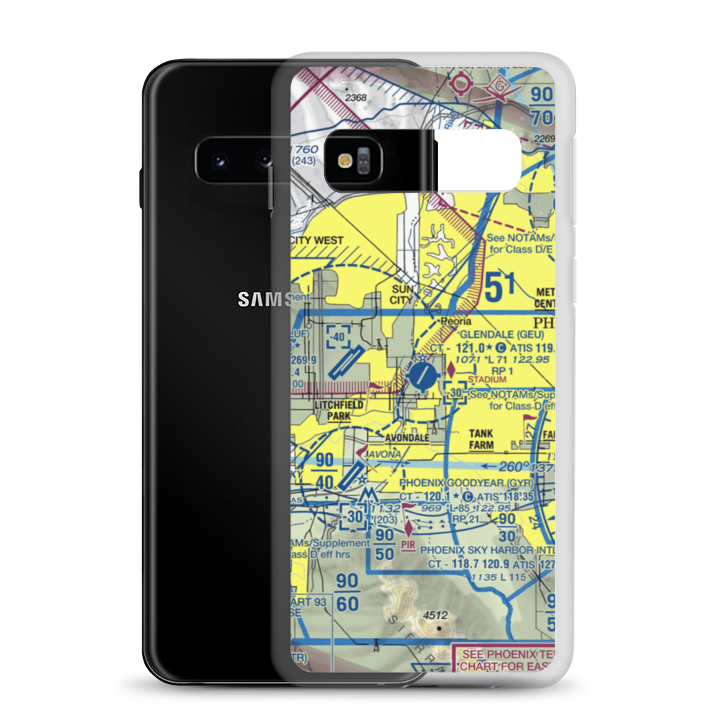 Glendale Municipal Airport (GEU) VFR Sectional Samsung Case Samsung Galaxy S10 model shown