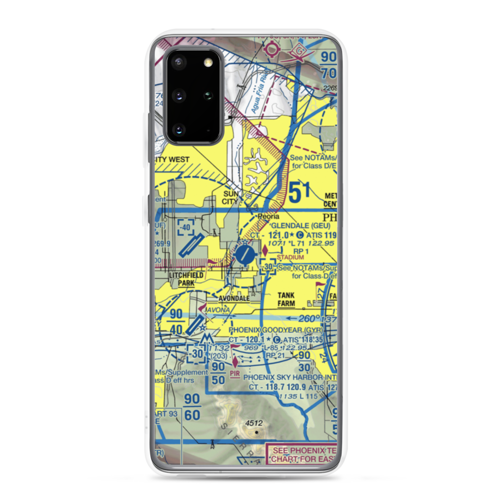 Glendale Municipal Airport (GEU) VFR Sectional Samsung Case Samsung Galaxy S20 Plus model shown