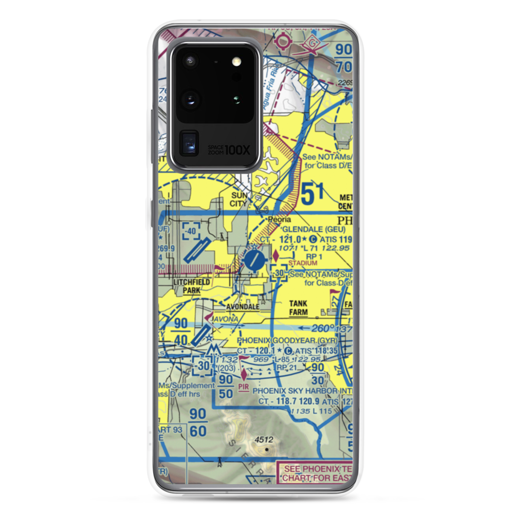 Glendale Municipal Airport (GEU) VFR Sectional Samsung Case Samsung Galaxy S20 Ultra model shown