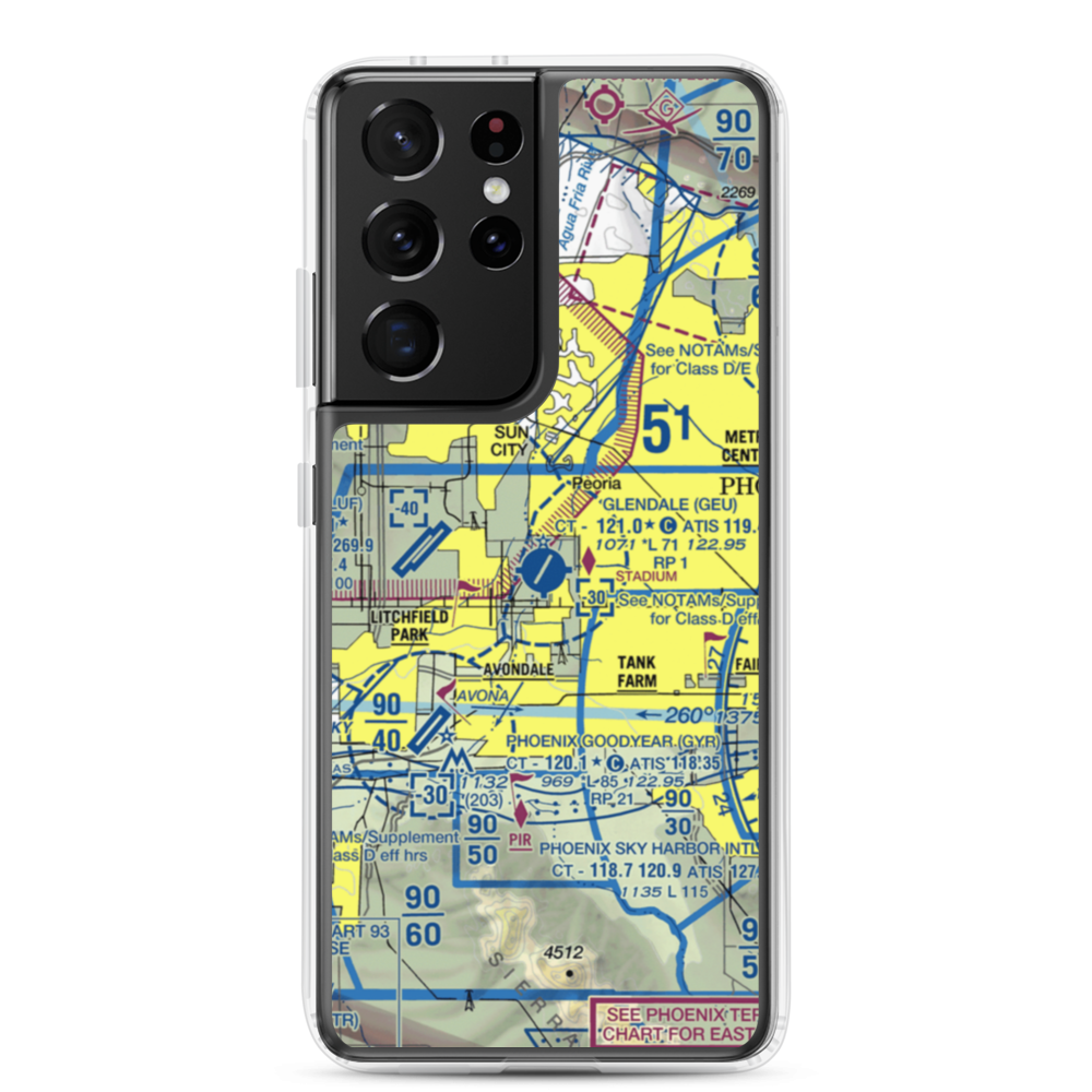 Glendale Municipal Airport (GEU) VFR Sectional Samsung Case Samsung Galaxy S21 Ultra model shown