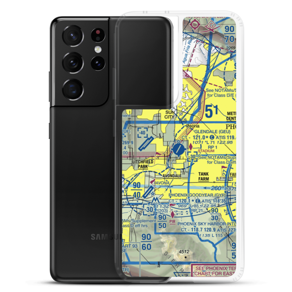 Glendale Municipal Airport (GEU) VFR Sectional Samsung Case Samsung Galaxy S21 Ultra model shown