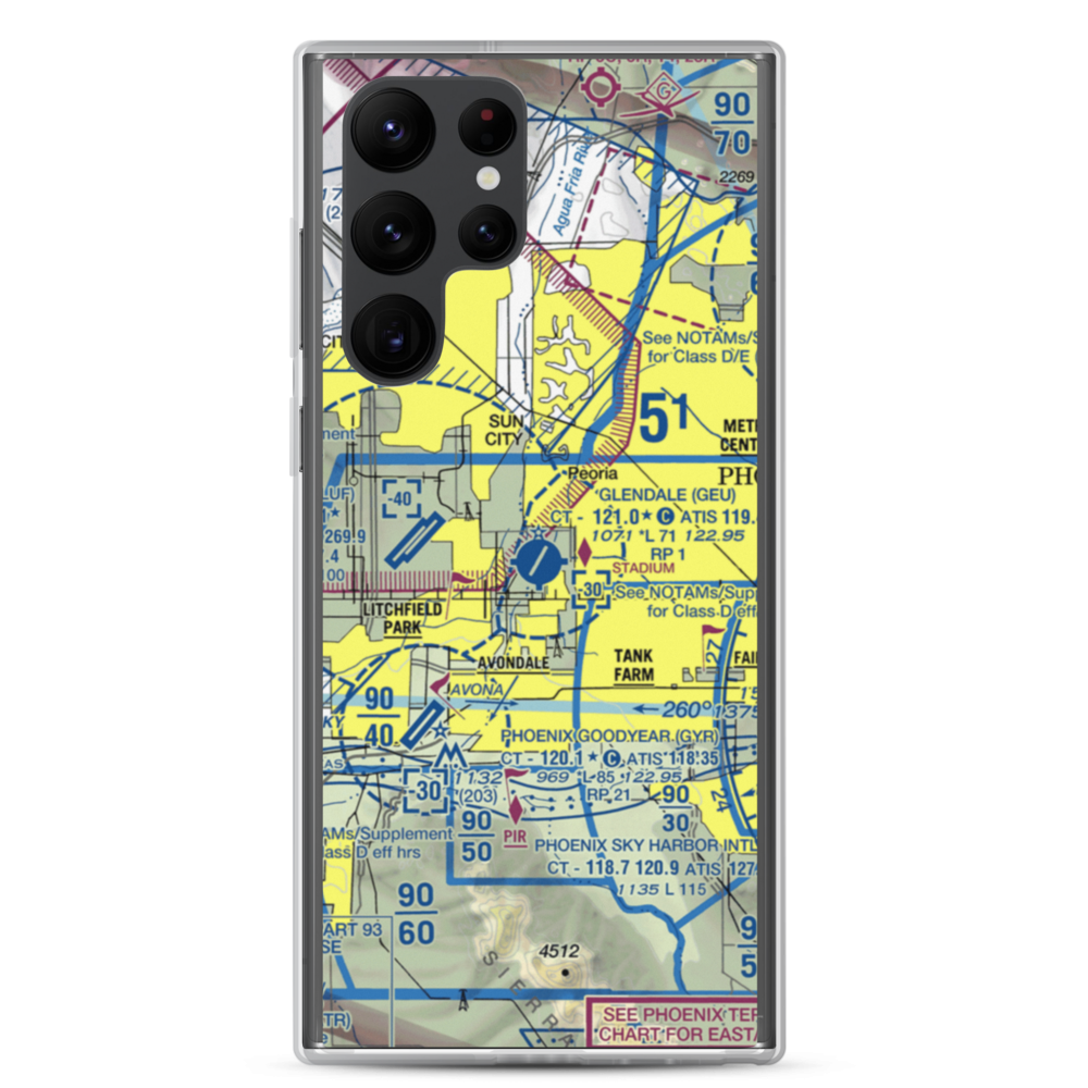 Glendale Municipal Airport (GEU) VFR Sectional Samsung Case Samsung Galaxy S22 Ultra model shown