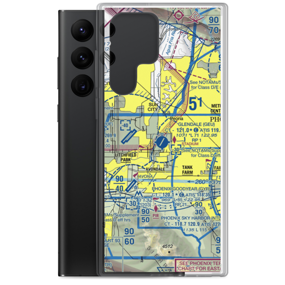 Glendale Municipal Airport (GEU) VFR Sectional Samsung Case Samsung Galaxy S22 Ultra model shown