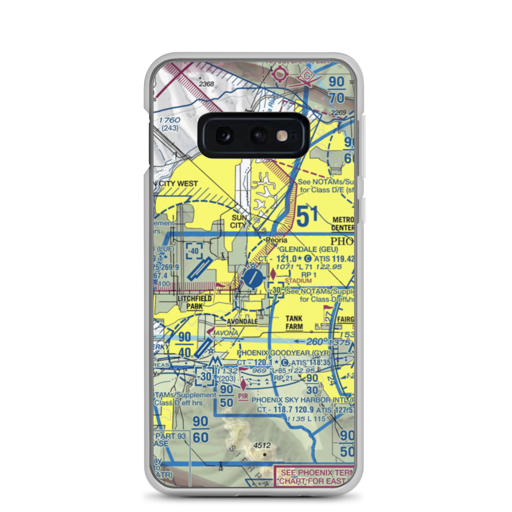 Glendale Municipal Airport (GEU) VFR Sectional Samsung Case Samsung Galaxy S10e model shown