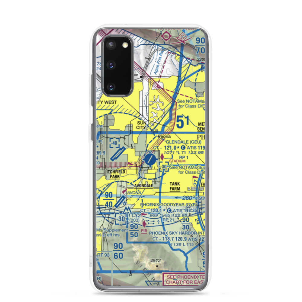 Glendale Municipal Airport (GEU) VFR Sectional Samsung Case Samsung Galaxy S20 model shown