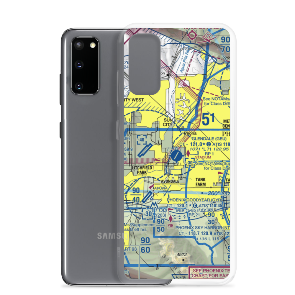 Glendale Municipal Airport (GEU) VFR Sectional Samsung Case Samsung Galaxy S20 model shown