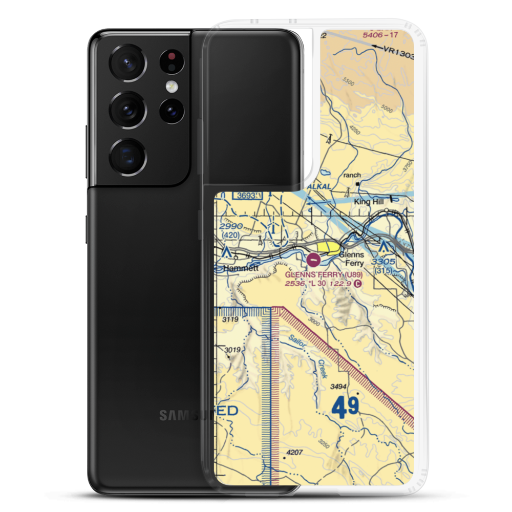 Glenns Ferry Municipal Airport (U89) VFR Sectional Samsung Case Samsung Galaxy S21 Ultra model shown