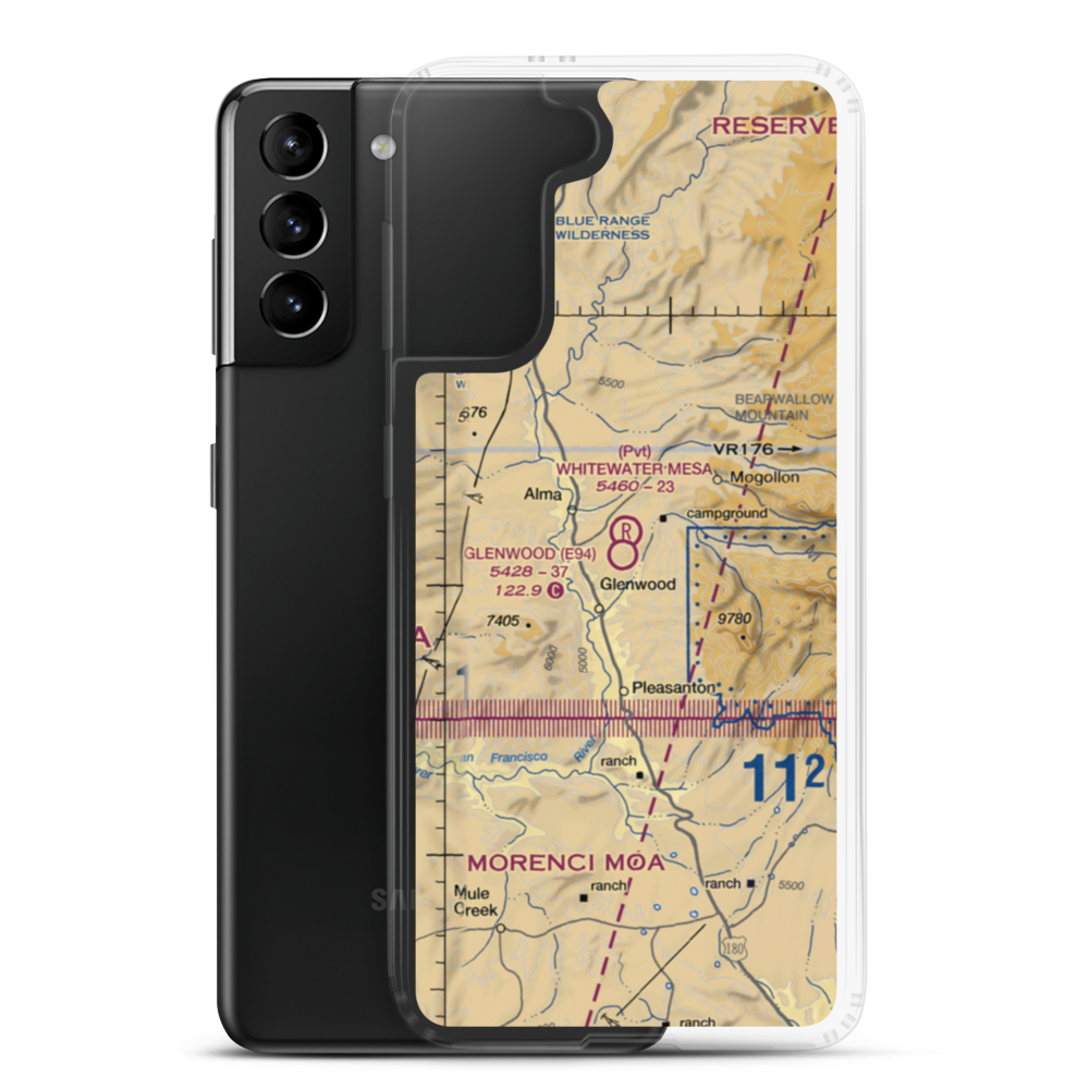 Glenwood Airport (E94) VFR Sectional Samsung Case Samsung Galaxy S21 Plus model shown