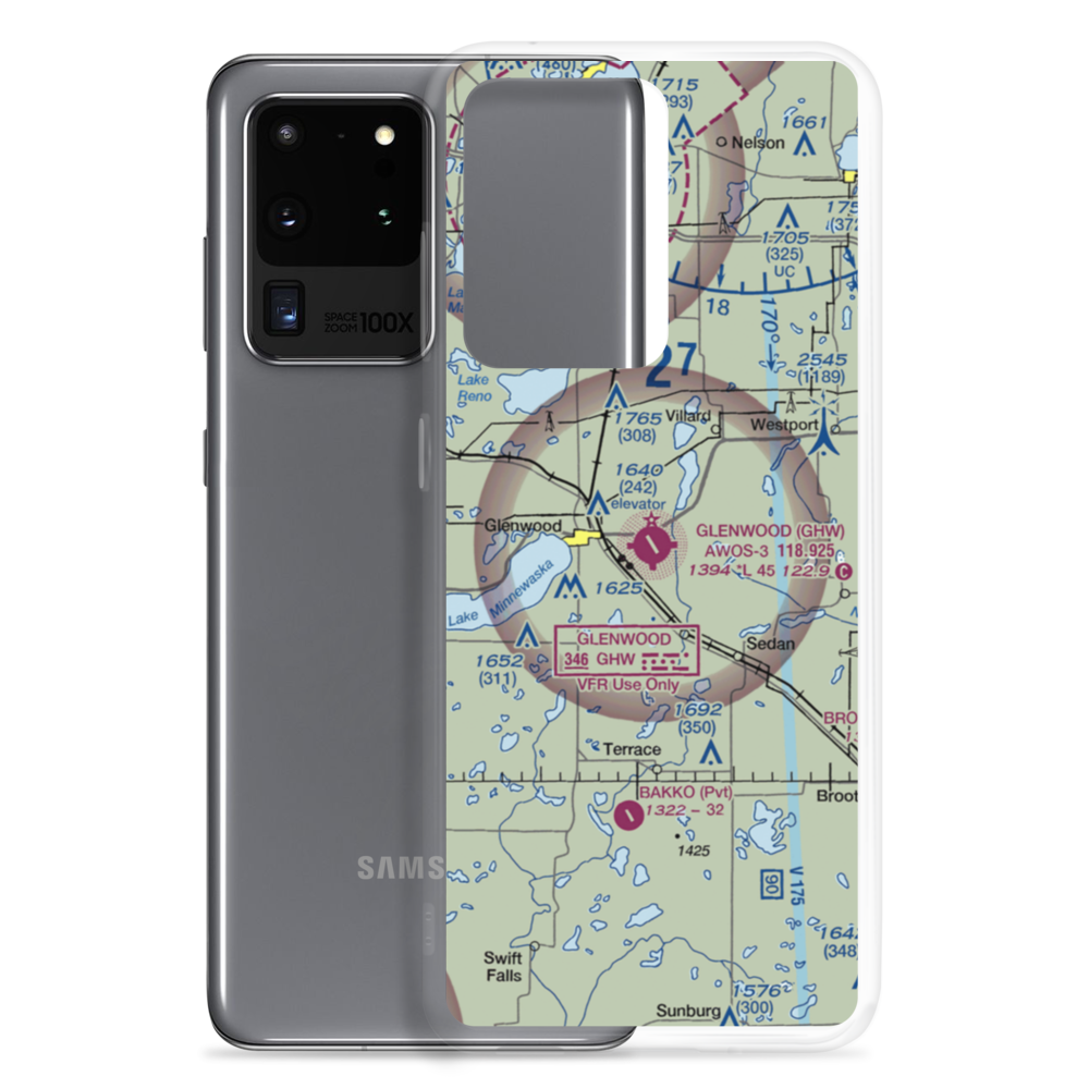 Glenwood Municipal Airport (GHW) VFR Sectional Samsung Case Samsung Galaxy S20 Ultra model shown
