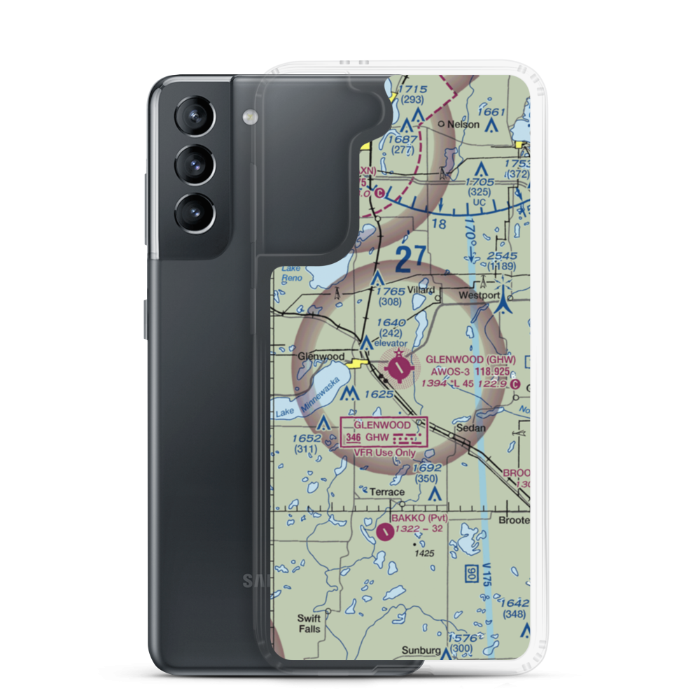 Glenwood Municipal Airport (GHW) VFR Sectional Samsung Case Samsung Galaxy S21 model shown