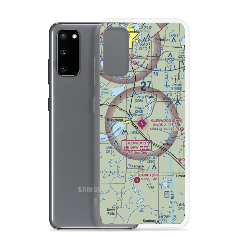 Glenwood Municipal Airport (GHW) VFR Sectional Samsung Case Samsung Galaxy S20 model shown